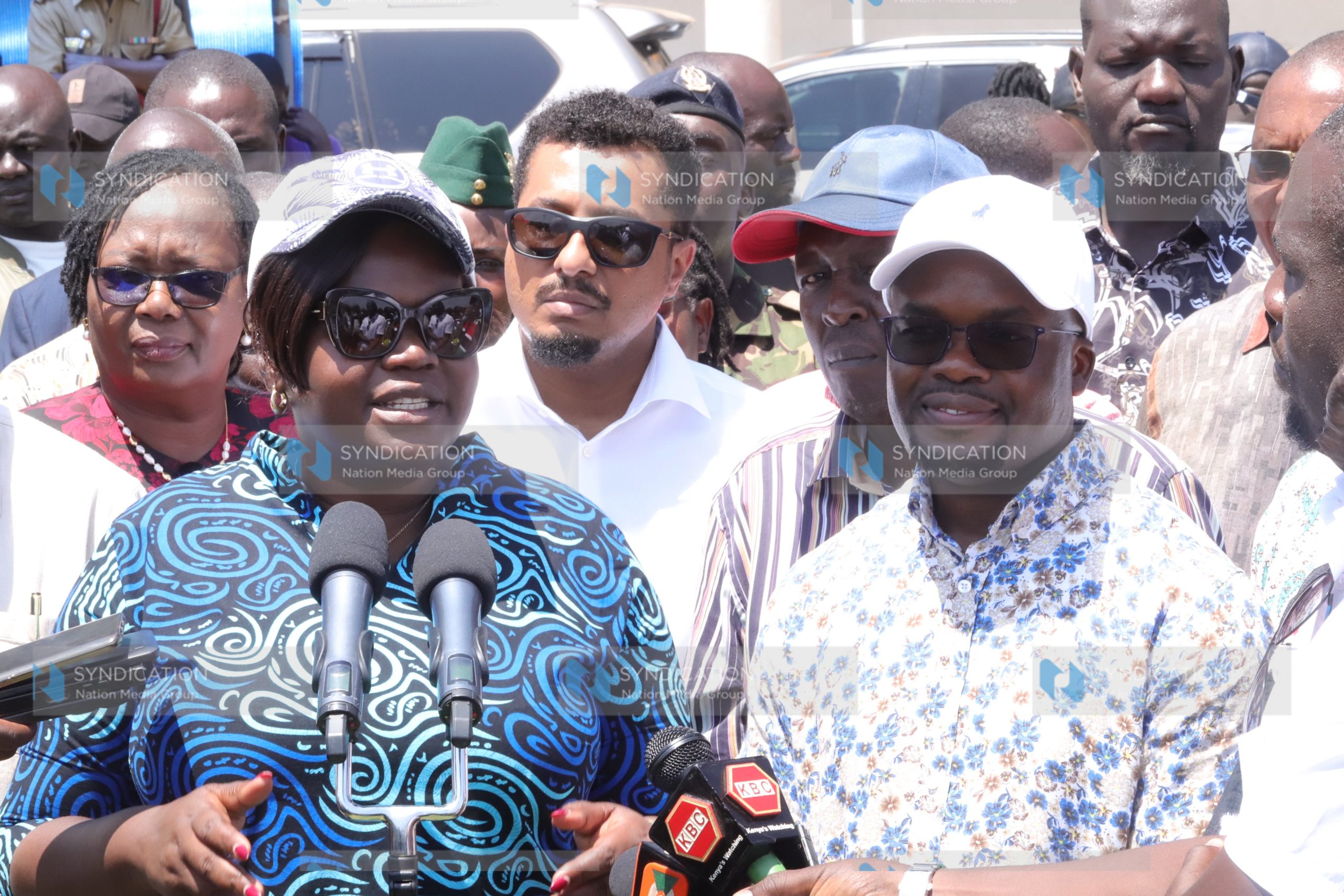 Interior Principal Secretary Raymond Omollo and Homa Bay Governor Gladys Wanga