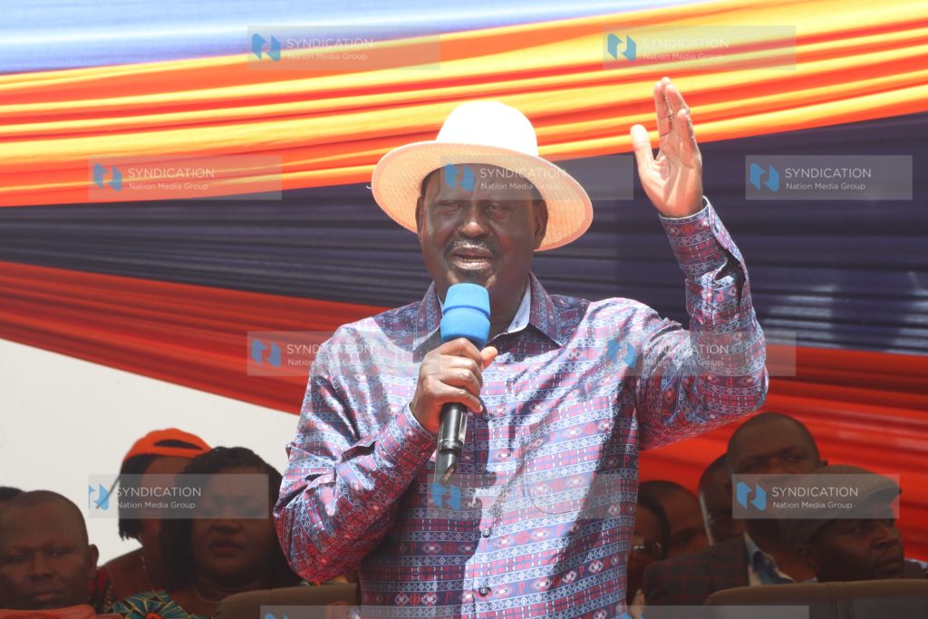 Raila Odinga speaks at Maranatha Faith Assembly grounds