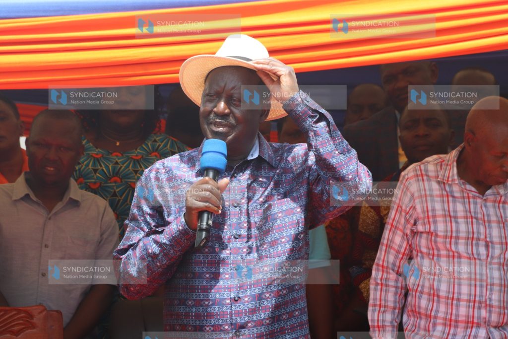 Raila Odinga speaks at Maranatha Faith Assembly grounds