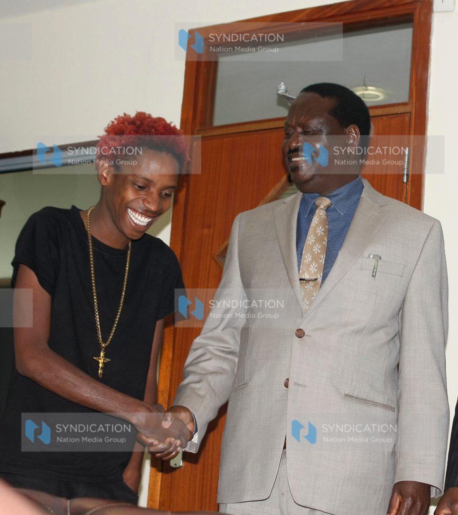 Former Prime Minister Raila Odinga meets comedian Eric Omondi
