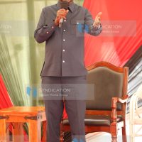 Party leader of Azimio la Umoja, Raila Odinga, addressing the media