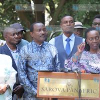 Kalonzo Musyoka with People's Liberation Party leader Martha Karua