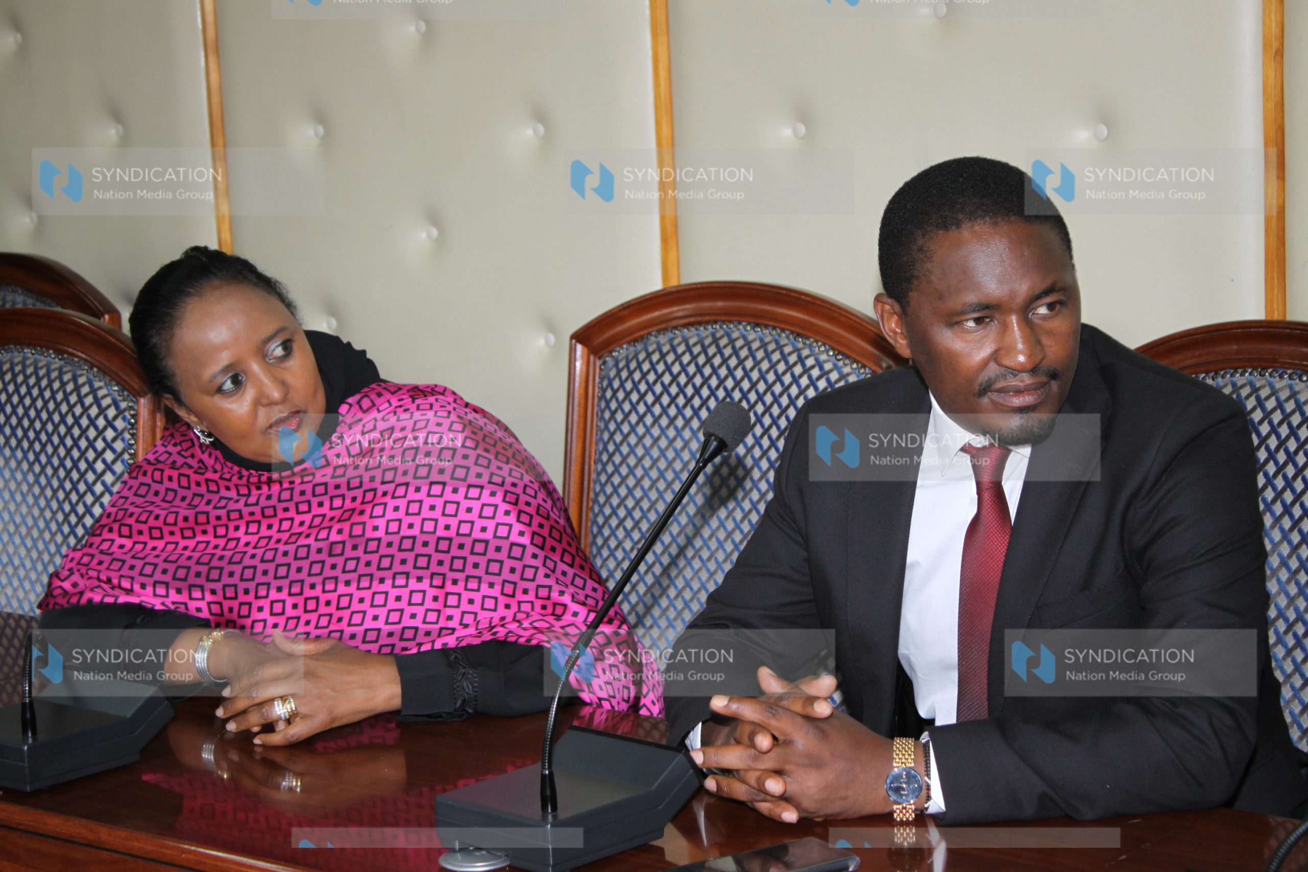 Foreign affairs CS Amina Mohamed with her Devolution Counterpart Mwangi Kiunjuri