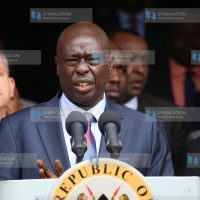 Deputy President Rigathi Gachagua addressing the media