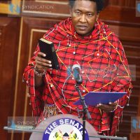 Narok senator Ledama Ole Kina takes oath of office at the Senate