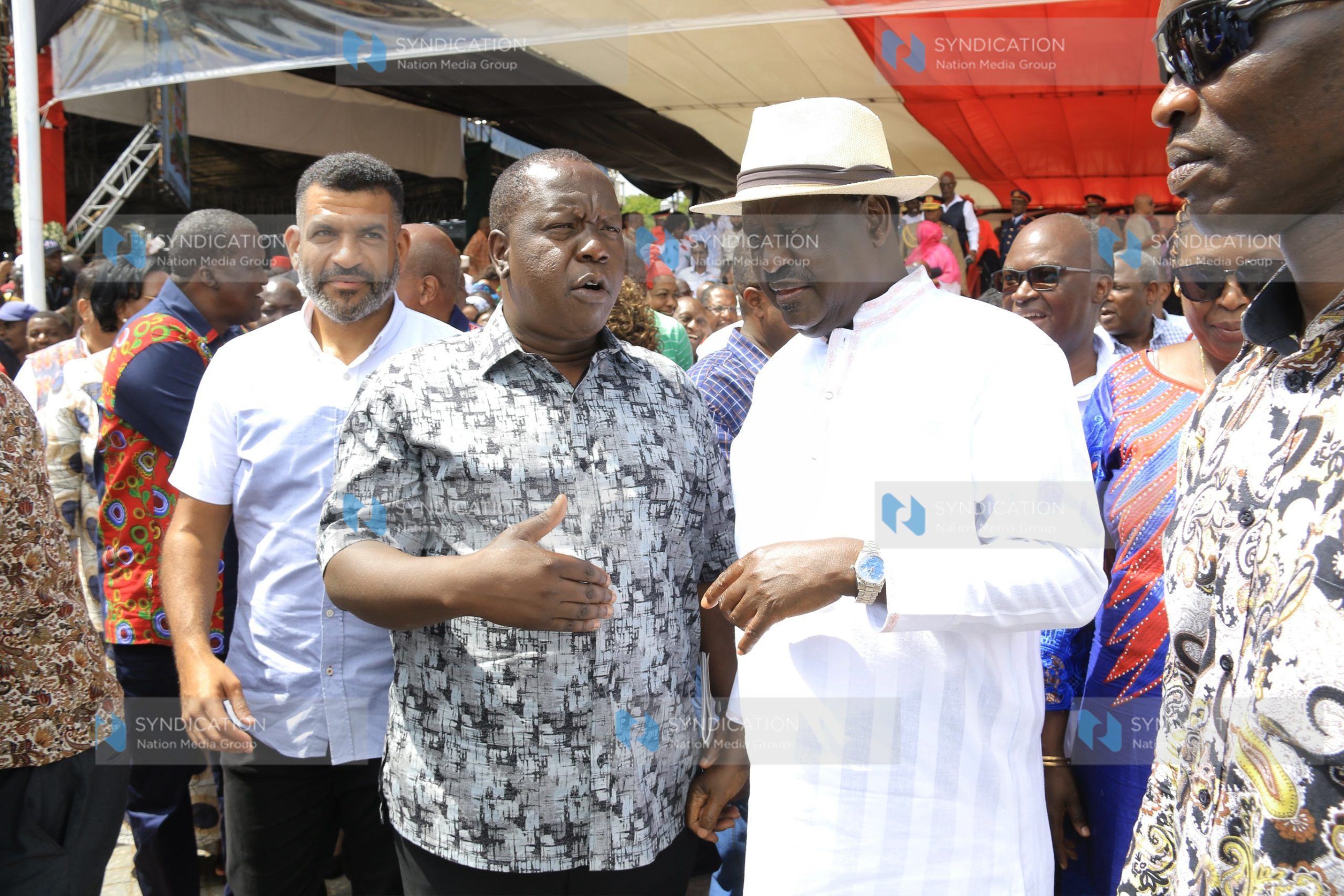 ODM Leader Raila Odinga with Interior Cabinet Secretary Fred Matiang’i