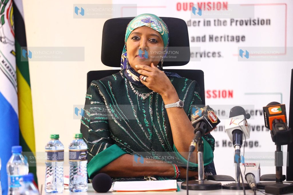 Outgoing CS Amina Mohamed during handover ceremony