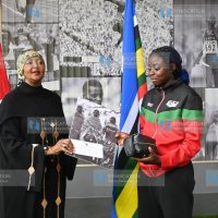 Sports Cabinet Secretary Amb Amina Mohamed gift Angela Okutoyi