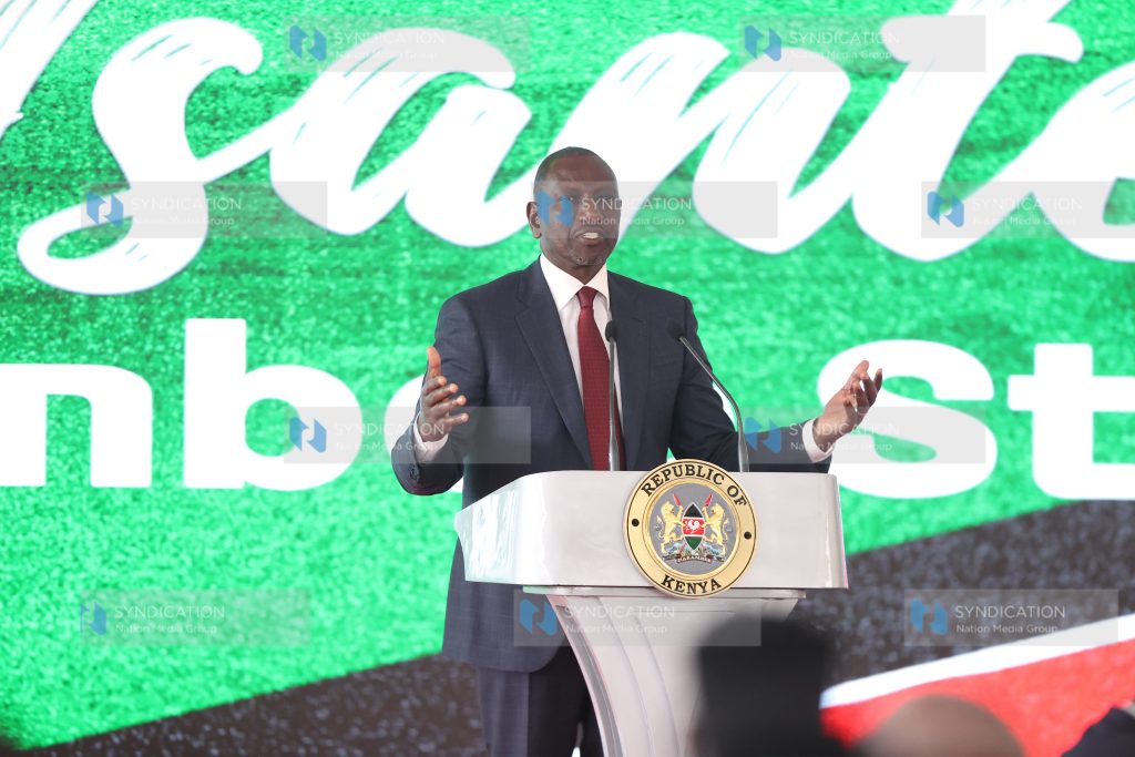President William Ruto addresses when he Hosted Harambee stars team