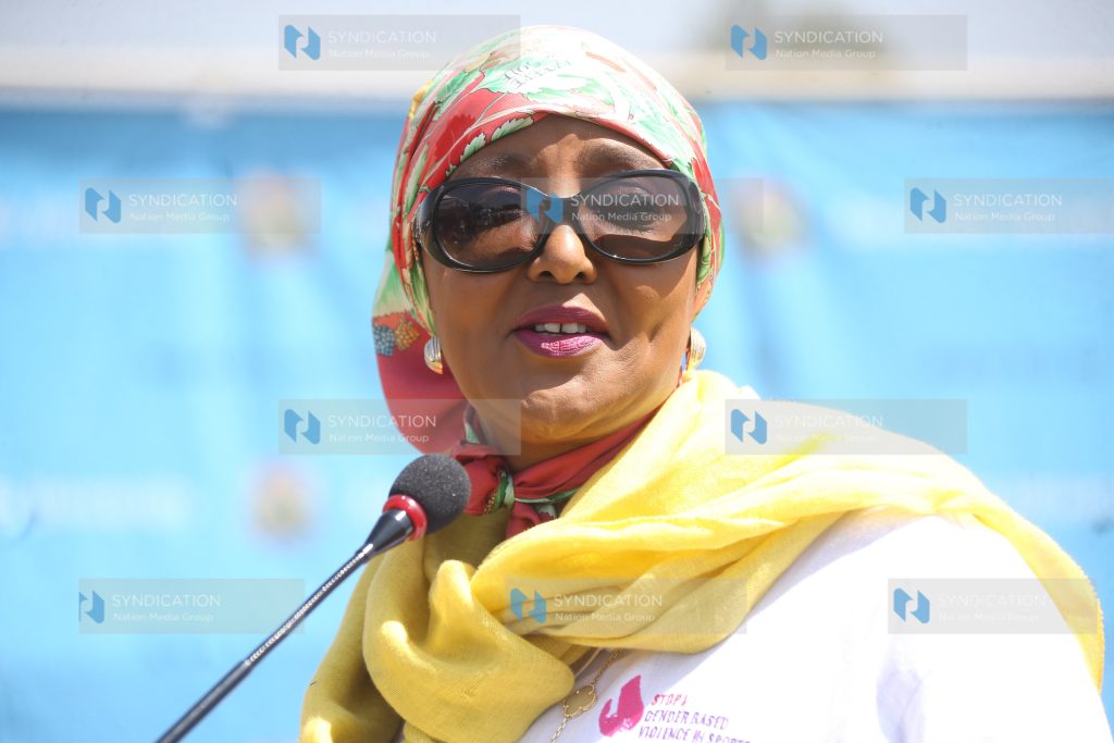 Sports CS Amina Mohamed address a congregation
