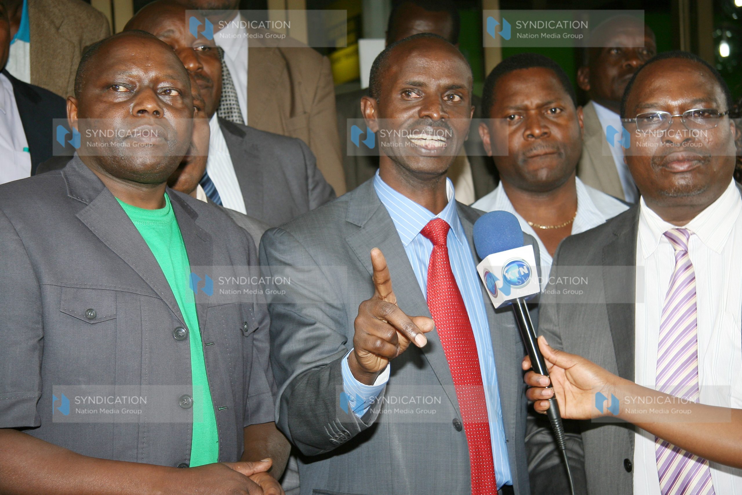 The chairman of KNUT Wilson Sossion address the media