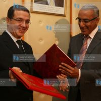 Mohamed Boussaid Minister for Tourism and Craft Morocco and his Kenyan counterpart Najib Balala