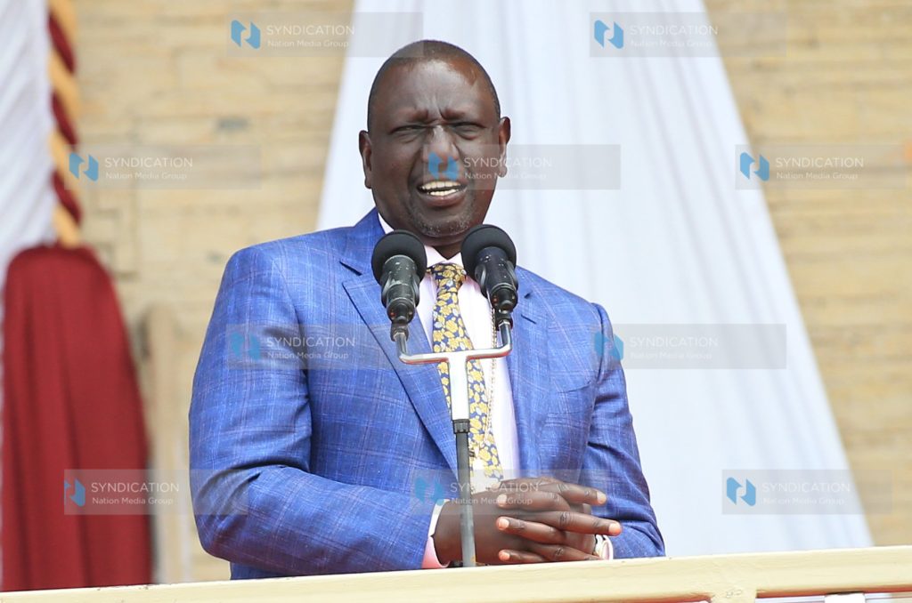 Deputy President William Ruto address believers at Nyayo National stadium