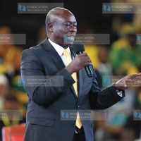 Deputy President William Ruto running mate Rigathi Gachagua address congregants when they were launching his Manifesto