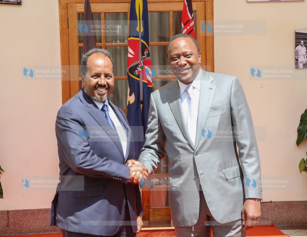 President Uhuru Kenyatta with H.E. Hassan Sheikh Mohamoud President of the Federal Republic of Somalia