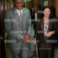 Finance Minister Uhuru Kenyatta with Sweden's Ambassador to Kenya Anna Brandt