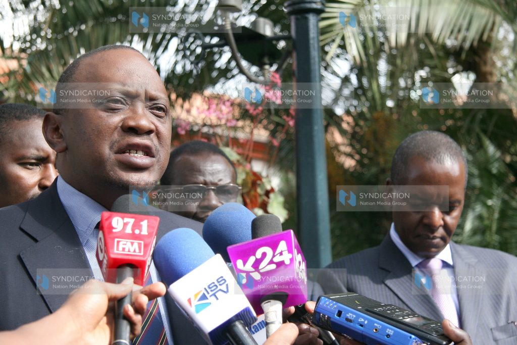 Party Leader TNA Uhuru Kenyatta addresses the press