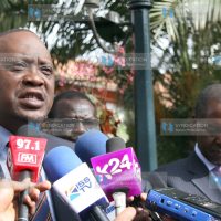 Party Leader TNA Uhuru Kenyatta addresses the press