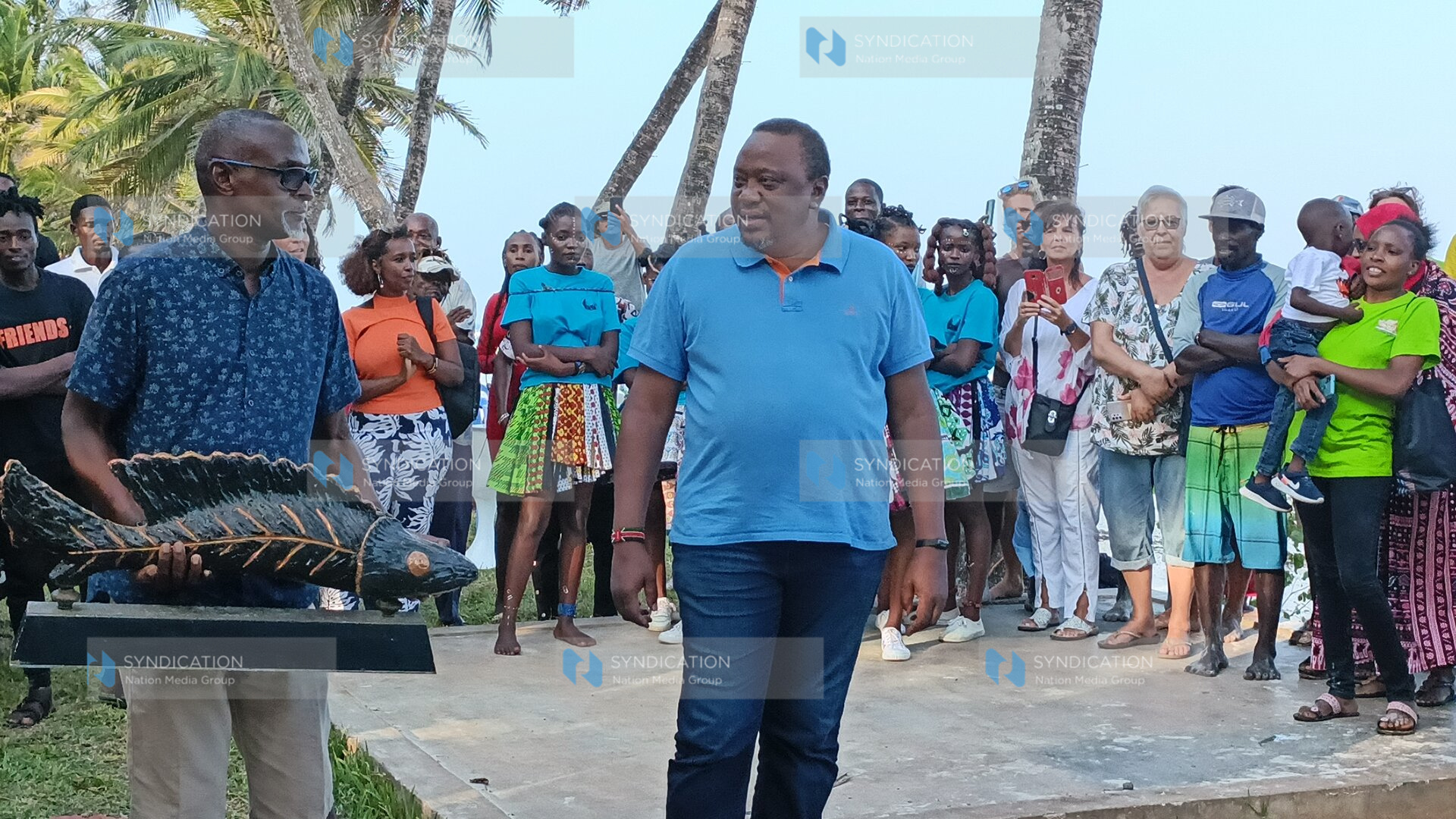 Former President Uhuru Kenyatta during the awards ceremony of the Diani Ngalawa Regatta Festival