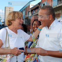 Tourism Minister Najib Balala welcomes one of the tourists
