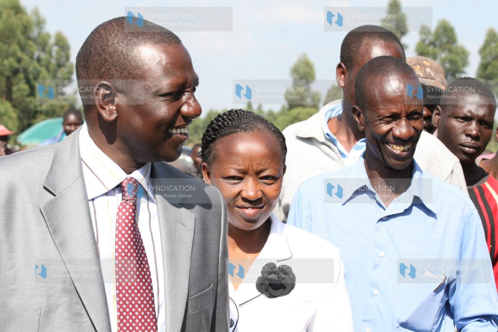 Higher Education Minister William Ruto accompanied by his wife Rachel