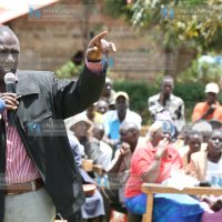 Agriculture Minister William Ruto addresses members of the public
