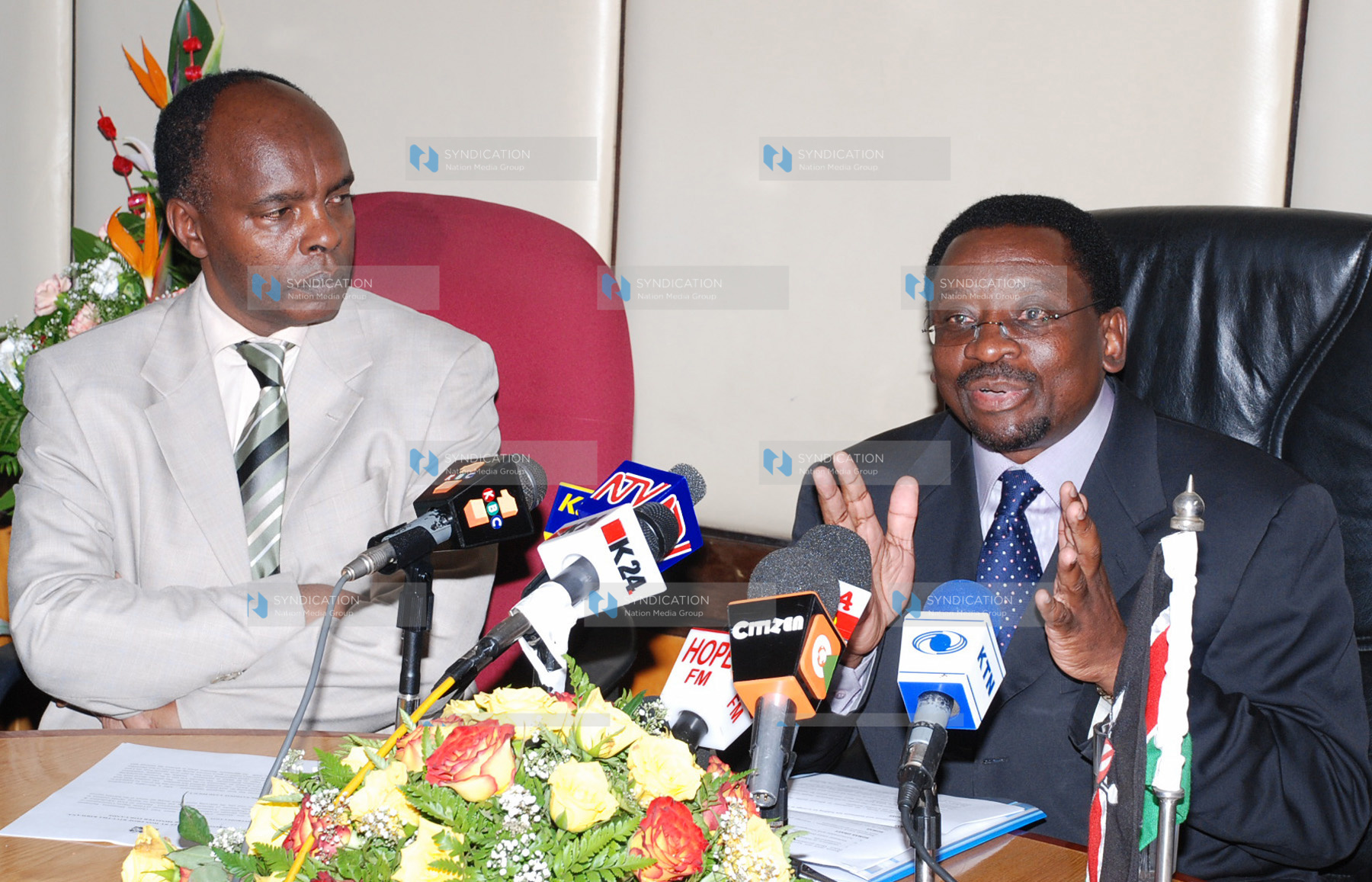 New Lands Minister James Orengo talks to the Press