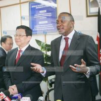 Deputy Prime Minister Uhuru Kenyatta (right) with Mr. Chen Deming, China’s Commerce Minister