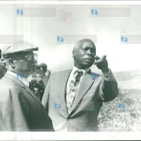President Daniel Moi (right) expels Jaramogi Oginga Odinga (left) from the Kenya African National Union (KANU)