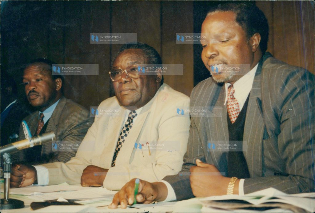 Mr. Francis Ng'ang'a, (right) acting secretary-general since the death of long-serving Mr. Ambrose Adeya Adongo