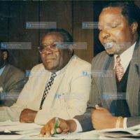 Mr. Francis Ng'ang'a, (right) acting secretary-general since the death of long-serving Mr. Ambrose Adeya Adongo