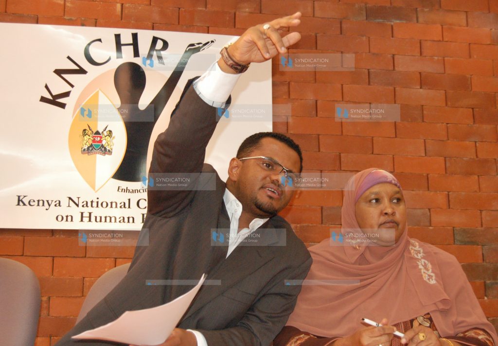Hassan Omar, left, a Kenya National Commission on Human Rights commissioner