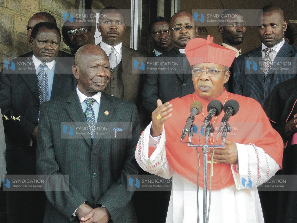 Cardinal John Njue addresses faithfuls