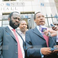 ODM chairman Henry Kosgei flanked by the party's secretary general Anyang' Nyong'o