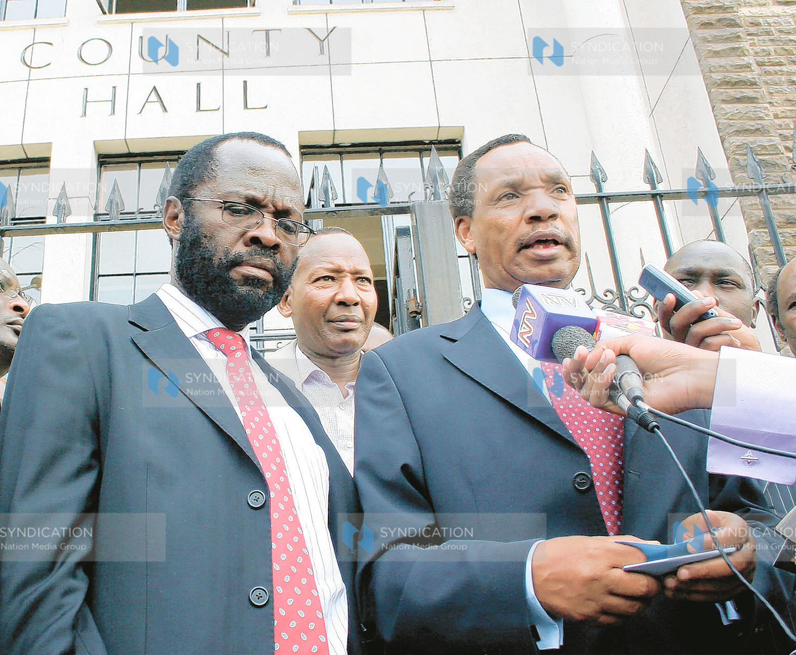 ODM chairman Henry Kosgei flanked by the party’s secretary general Anyang’ Nyong’o
