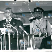Mzee Jomo Kenyatta delivers a speech during the official opening of the Nairobi Serena