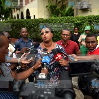 Malindi MP Aisha Jumwa with Nyali MP Mohamed Ali addressing the press