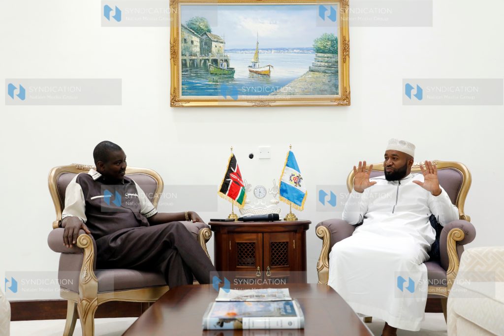 Hassan Ali Joho having cordial talks with his counterpart from Uasin Gishu Mr. Jackson Mandago