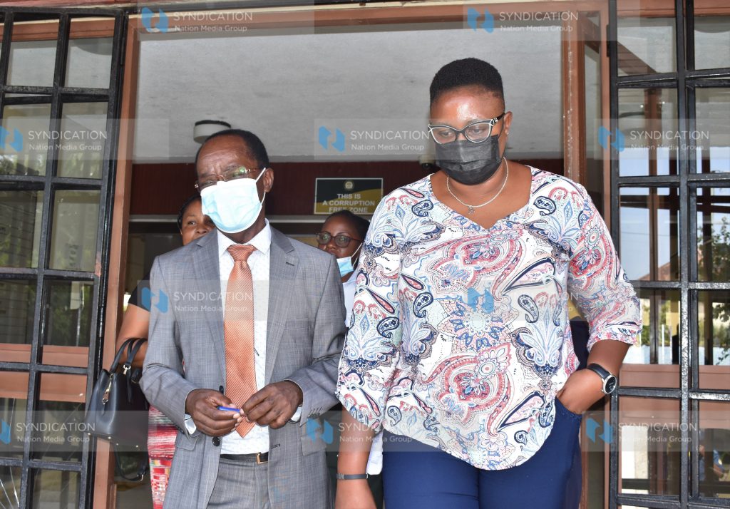 Malindi MP Aisha Jumwa (R) and her lawyer Jared Magolo