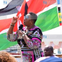 Former Gender Cabinet Secretary Aisha Jumwa speaks to residents of Kilifi County