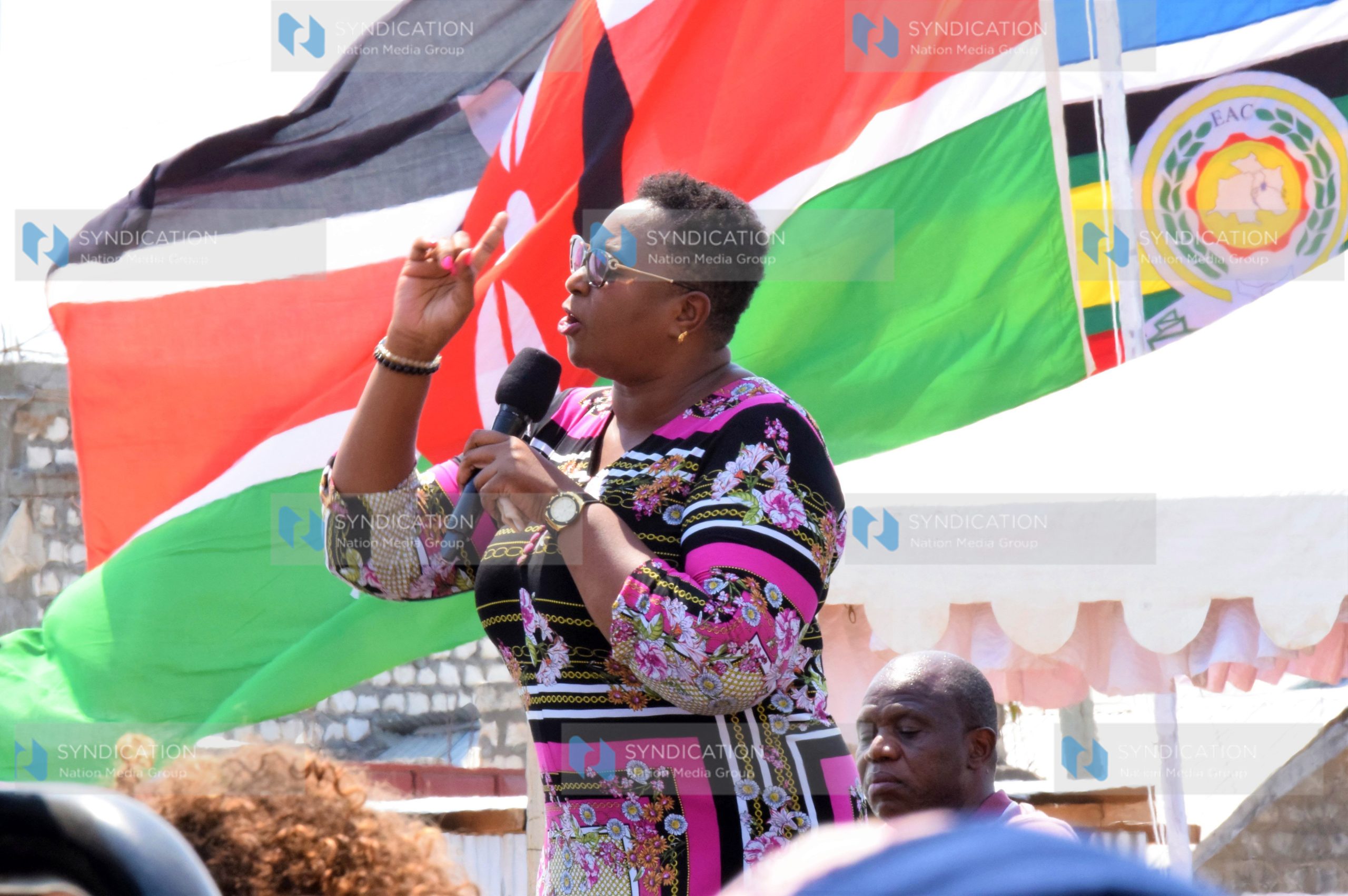 Former Gender Cabinet Secretary Aisha Jumwa speaks to residents of Kilifi County