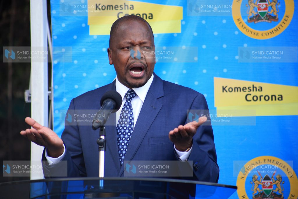 Mutahi Kagwe during the daily Covid-19 briefing
