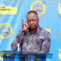 Mutahi Kagwe updating the country on Covid-19 at Afya House
