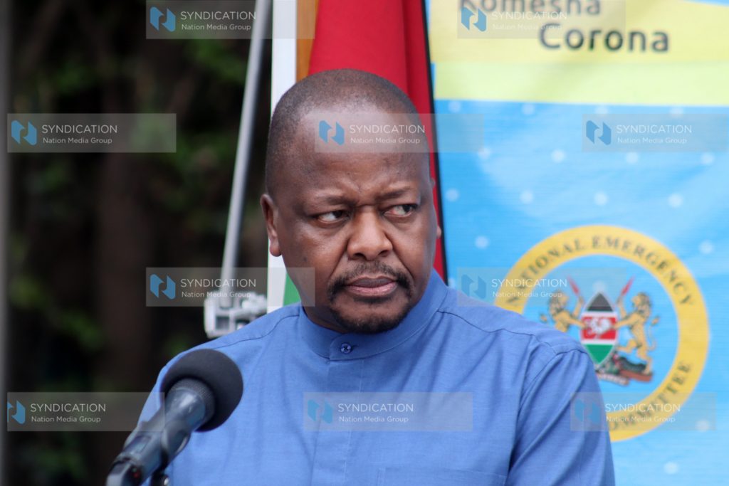 Health Cabinet Secretary Mutahi Kagwe giving daily updates on Covid-19