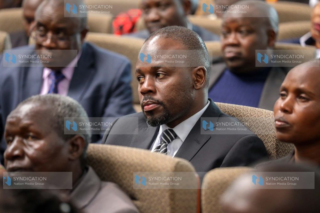 Homa Bay County Senator Moses Otieno Kajwang' during the requiem mass