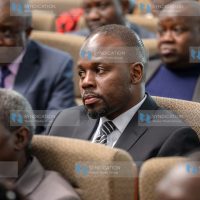 Homa Bay County Senator Moses Otieno Kajwang' during the requiem mass