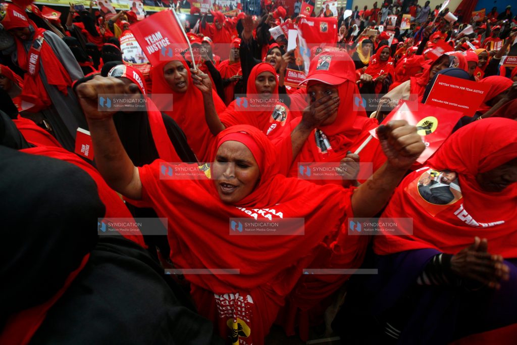Supporters of Ali Roba, Mandera Governor, gather at Nyayo National Stadium