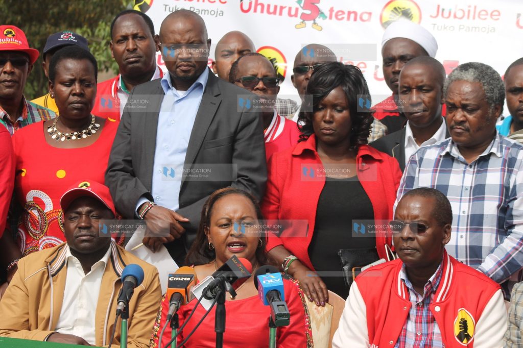 Anne Waiguiru addressed the media at Sweetwaters Serena in Nanyuki