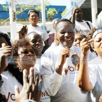 Lands Cabinet Secretary, Prof Jacob Kaimenyi joins women in a dance at Laico Regency