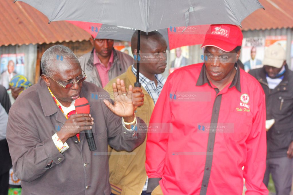 Parliamentary aspirant Baringo Central in KANU party Eddy Koimett (right)